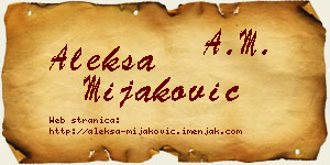 Aleksa Mijaković vizit kartica